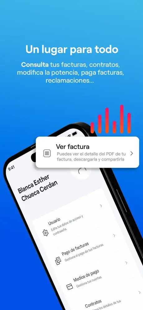 Screenshot of the Endesa Clientes app showing bills and contract screens.