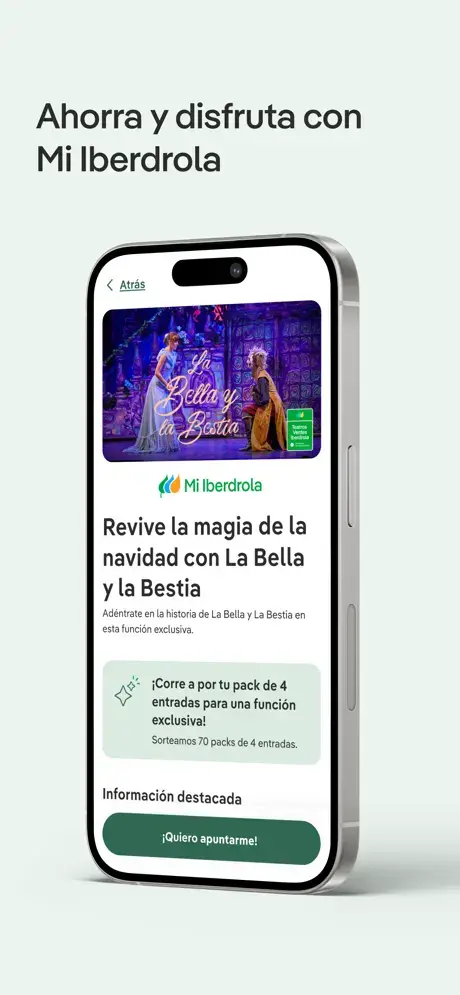 Screenshot of the Iberdrola Clientes app showing consumption and billing screens.